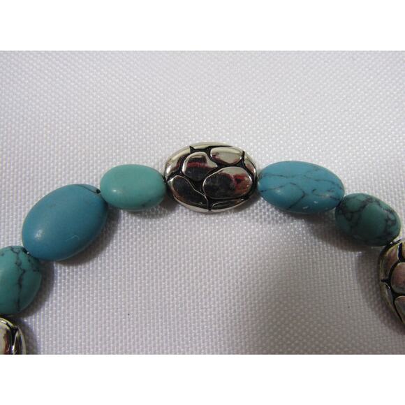 Premier Design Turquoise Marble Bead Silver Tone Toggle Bracelet 8" Boho Grunge - Picture 2 of 4